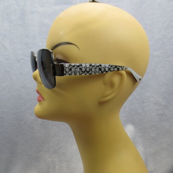 Coach Sunglasses HC7011 Dark Silver/Gray Logo Earpiece Blue Gradient Lenses Case main image 11